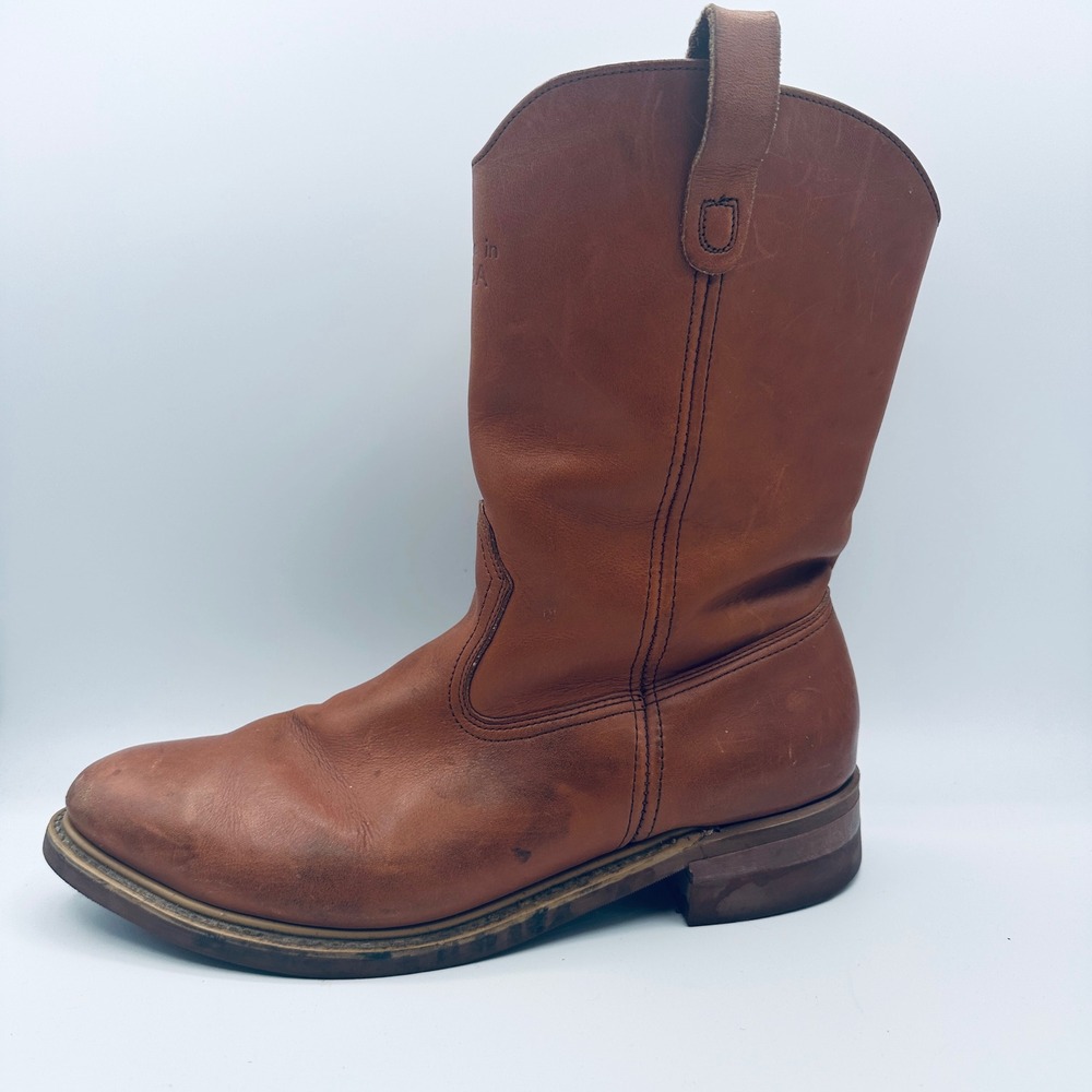 Hy-Test Pull On Work Boots Mens 10 Brown Steel Toe Made in USA Leather Tufgum